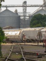 Wrecked Covered Hoppers in Ferromex yard